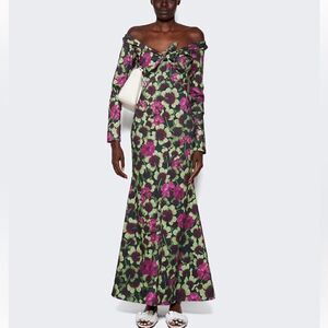 NEW Agua by Agua Bendita Nube Fortuna Cotton Floral Maxi Dress Gown Large